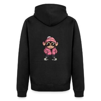 Singe Bande dessinée cool - Veste à capuche bio Premium Unisexe - noir - Dos - Nico (187cm)