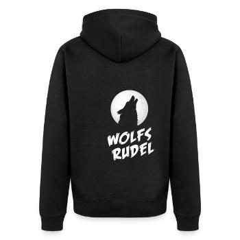 Wolfsrudel Wolf Mond - Unisex Premium Bio Zip Hoodie - Schwarz - Hinten - Nico (187cm)