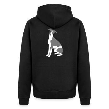 Whippet - Unisex Premium Bio Zip Hoodie - Schwarz - Hinten - Nico (187cm)