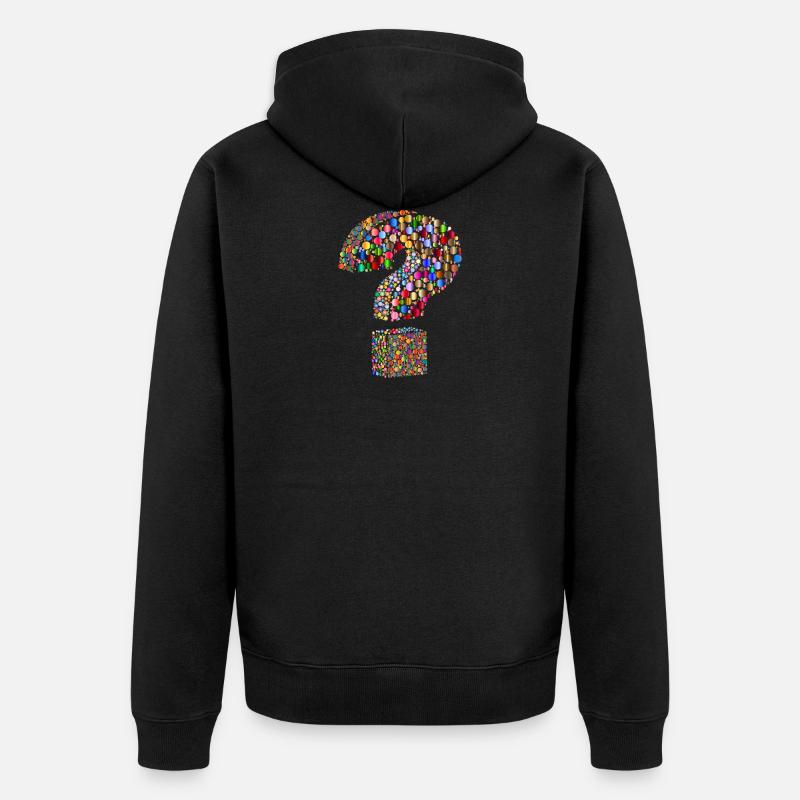Regenbogenfarbenes Fragezeichen - Unisex Premium Bio Zip Hoodie - Schwarz