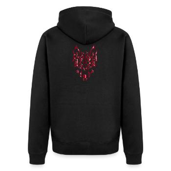 wolf wolfes wolves tribal23 - Unisex Premium Bio Zip Hoodie - Schwarz - Hinten - Nico (187cm)