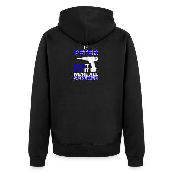 Peter idée cadeau anniversaire de l'amour T-shirt d'amusement - Veste à capuche bio Premium Unisexe - noir - Dos - Nico (187cm)