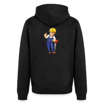 construction worker bauarbeiter strassenbau2 - Unisex Premium Bio Zip Hoodie - Schwarz - Hinten - Nico (187cm)