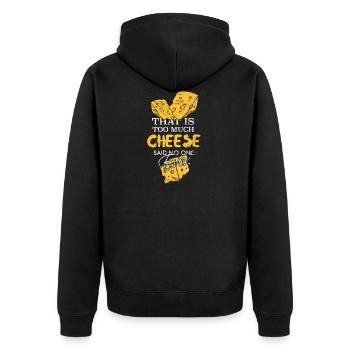 Käse Das ist zu viel Käse - Unisex Premium Bio Zip Hoodie - Schwarz - Hinten - Nico (187cm)