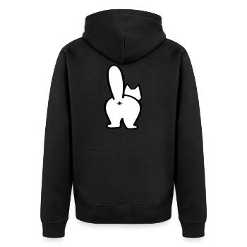 Katze von hinten. Freie Farbauswahl - Unisex Premium Bio Zip Hoodie - Schwarz - Hinten - Nico (187cm)