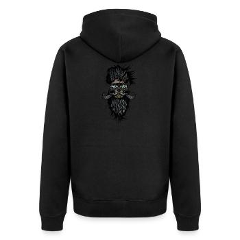Kopf des Todes Hipster Schädel bärtiger Schnurrbart lunett - Unisex Premium Bio Zip Hoodie - Schwarz - Hinten - Nico (187cm)