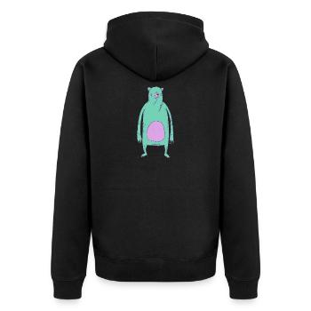 Green Bear - Unisex Premium Organic Zip Hoodie - black - Back - Nico (187cm)