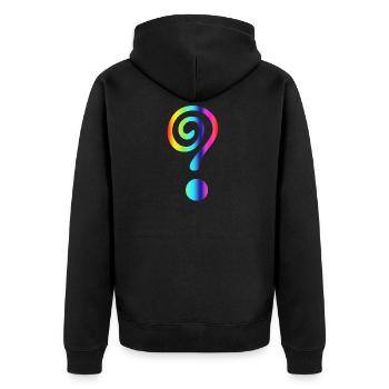question mark - Unisex Premium Organic Zip Hoodie - black - Back - Nico (187cm)