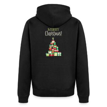 Merry Christmas - Unisex Premium Organic Zip Hoodie - black - Back - Nico (187cm)