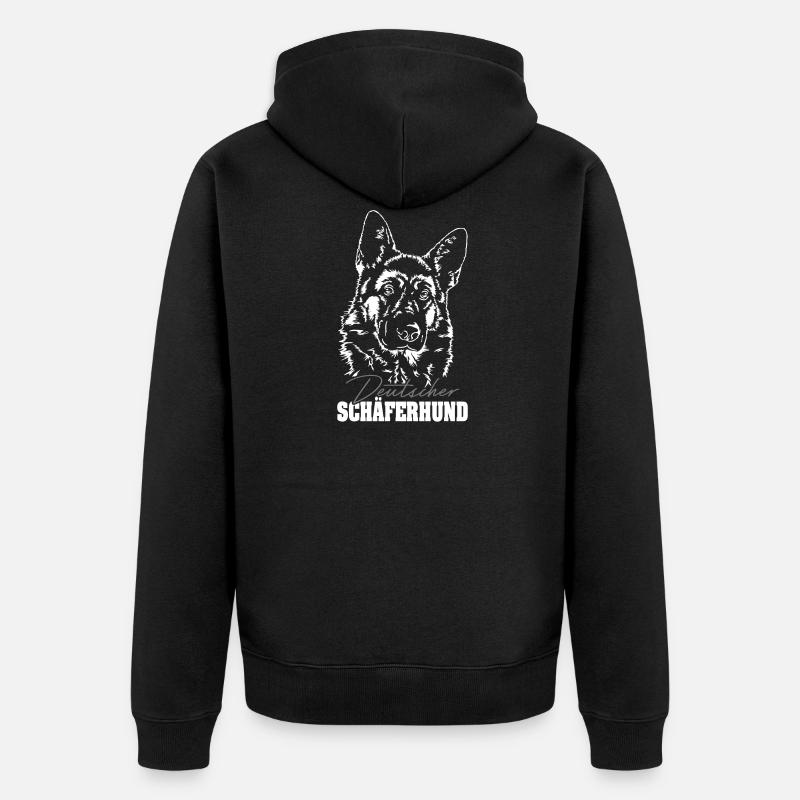 DEUTSCHER SCHÄFERHUND Portrait Wilsigns - Unisex Premium Bio Zip Hoodie - Schwarz