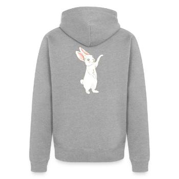 Rabbit - Unisex Premium Organic Zip Hoodie - heather grey - Back - Nico (187cm)