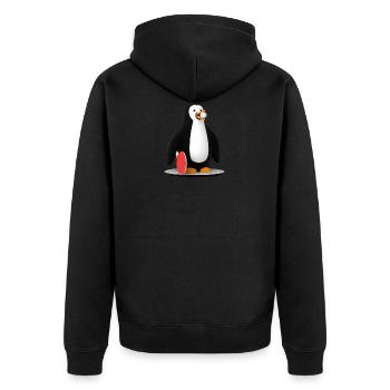Tischtennis Pingpong Pinguin - Unisex Premium Bio Zip Hoodie - Schwarz - Hinten - Nico (187cm)