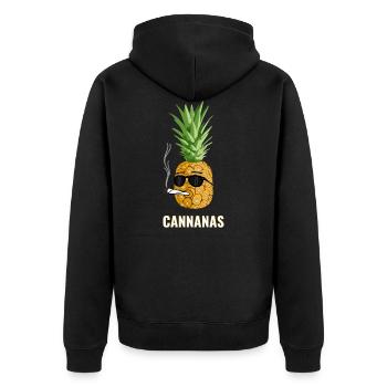 Cannabis Ananas - Unisex Premium Bio Zip Hoodie - Schwarz - Hinten - Nico (187cm)