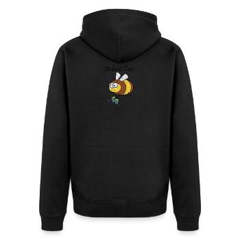 Biene Arbeitstier - Unisex Premium Bio Zip Hoodie - Schwarz - Hinten - Nico (187cm)