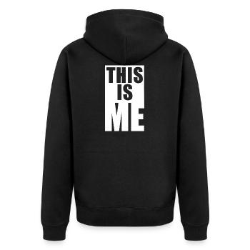 This is me - Unisex Premium Bio Zip Hoodie - Schwarz - Hinten - Nico (187cm)