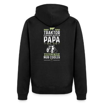 Traktor Fahrender Papa Wie Ein Normaler Papa Nur - Unisex Premium Bio Zip Hoodie - Schwarz - Hinten - Nico (187cm)