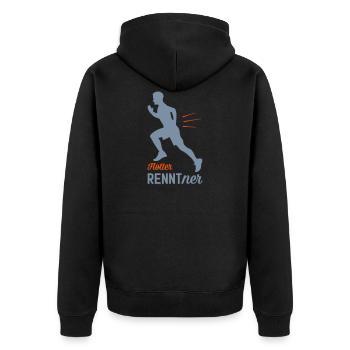 Flotter RENNTner - Jogger - Unisex Premium Bio Zip Hoodie - Schwarz - Hinten - Nico (187cm)