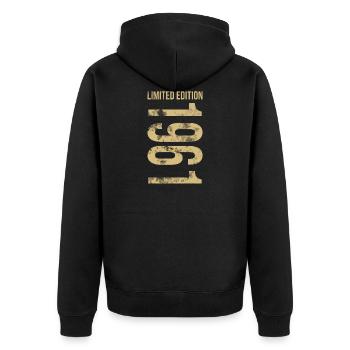1961 limited edition - Unisex Premium Bio Zip Hoodie - Schwarz - Hinten - Nico (187cm)