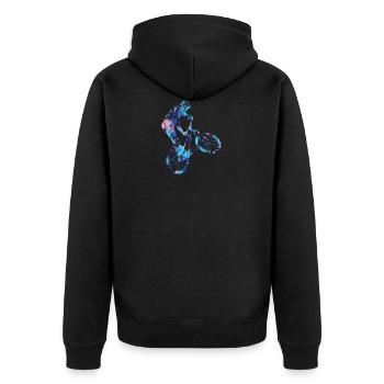 BMX - Unisex Premium Bio Zip Hoodie - Schwarz - Hinten - Nico (187cm)