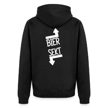 GOLDEN SHOWER FETISCH SPRUCH NATURSEKT - Unisex Premium Bio Zip Hoodie - Schwarz - Hinten - Nico (187cm)