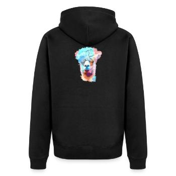Alpaca, Llama, lama, modern, colorful, purple, graffiti - Unisex Premium Organic Zip Hoodie - black - Back - Nico (187cm)
