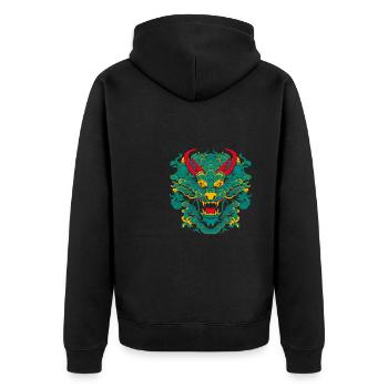 Année du Dragon 2024 - Veste à capuche bio Premium Unisexe - noir - Dos - Nico (187cm)