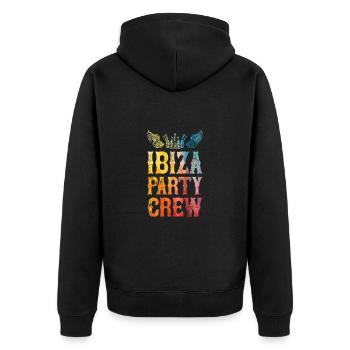 Dicton de l’équipage de la fête d’Ibiza - Veste à capuche bio Premium Unisexe - noir - Dos - Nico (187cm)