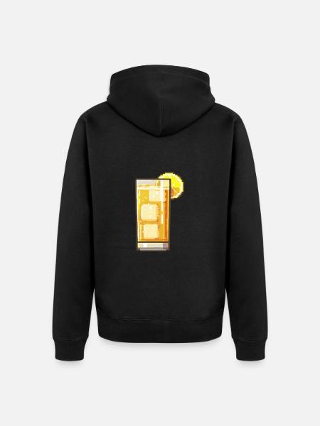 Red wine pixel wine glass - Unisex Premium Organic Zip Hoodie - black