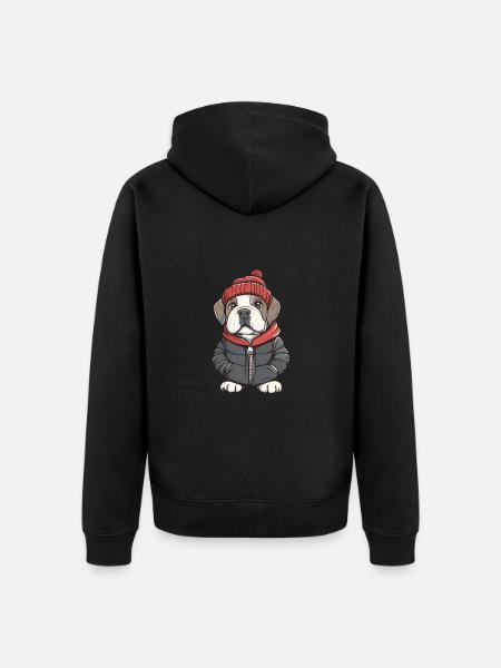 Mastiff Hund Winter - Unisex Premium Bio Zip Hoodie - Schwarz