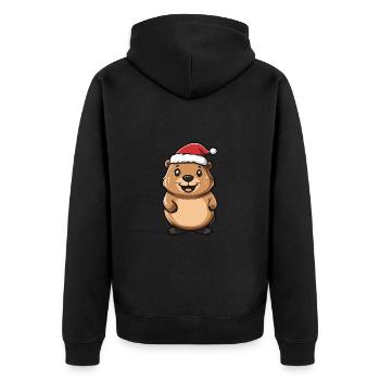 Beaver Christmas Christmas - Unisex Premium Organic Zip Hoodie - black - Back - Nico (187cm)