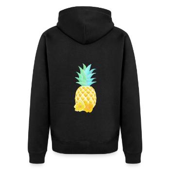Fleurs d’ananas et d’hibiscus - Veste à capuche bio Premium Unisexe - noir - Dos - Nico (187cm)