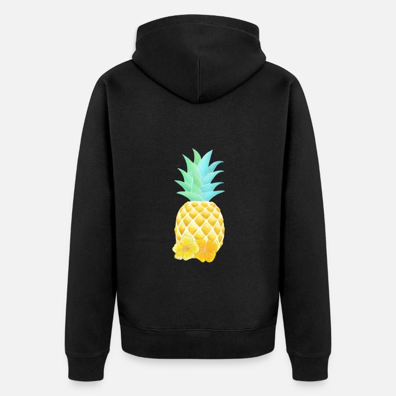 Fleurs d’ananas et d’hibiscus - Veste à capuche bio Premium Unisexe - noir