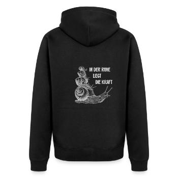 In der Ruhe liegt die Kraft Schnecken - Unisex Premium Bio Zip Hoodie - Schwarz - Hinten - Nico (187cm)