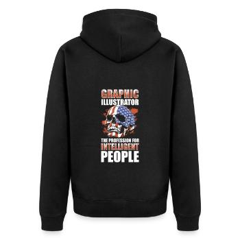 Illustrator Zeichner Grafiker Künstlerin - Unisex Premium Bio Zip Hoodie - Schwarz - Hinten - Nico (187cm)