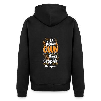 Designer - Unisex Premium Bio Zip Hoodie - Schwarz - Hinten - Nico (187cm)
