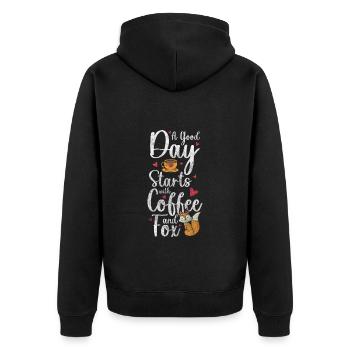 Wald Füchse Natur Niedlich - Unisex Premium Bio Zip Hoodie - Schwarz - Hinten - Nico (187cm)