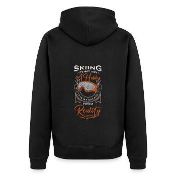 Skiers Skis Downhill Skiing Holidays - Unisex Premium Organic Zip Hoodie - black - Back - Nico (187cm)