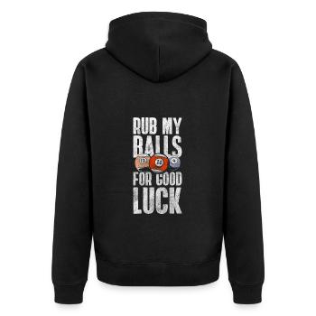 Pool Kugel Queue - Unisex Premium Bio Zip Hoodie - Schwarz - Hinten - Nico (187cm)