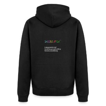 Invisible caption - Unisex Premium Organic Zip Hoodie - black - Back - Nico (187cm)