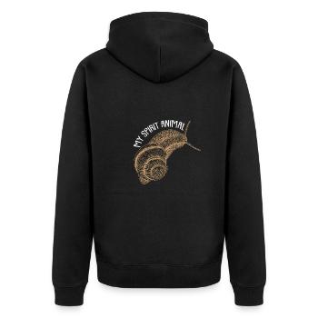 Schnecke mein Lieblingstier mein Spirit - Unisex Premium Bio Zip Hoodie - Schwarz - Hinten - Nico (187cm)