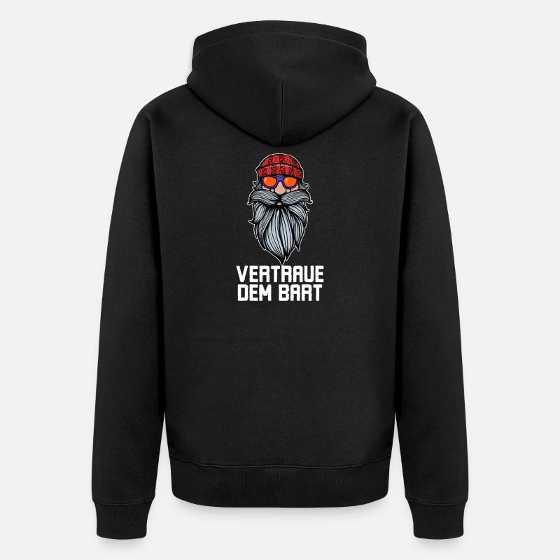 Humorvoll Bart Ziegenbart Statement Bartfrisur - Unisex Premium Bio Zip Hoodie - Schwarz