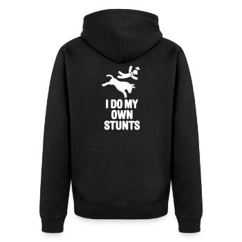 Lustig Rodeo-Clown I do my own stunts Rodeo Reiter - Unisex Premium Bio Zip Hoodie - Schwarz - Hinten - Nico (187cm)