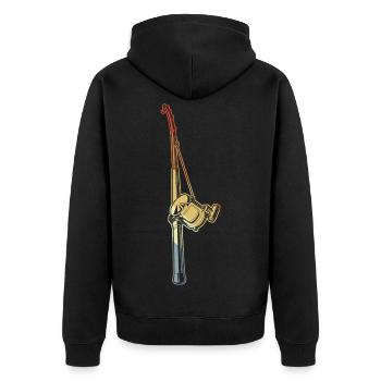 Vintage Angelrute - Unisex Premium Bio Zip Hoodie - Schwarz - Hinten - Nico (187cm)
