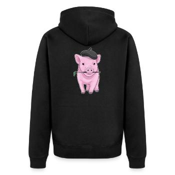 Schwein Maler Pinsel Malen - Unisex Premium Bio Zip Hoodie - Schwarz - Hinten - Nico (187cm)
