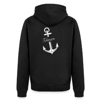 Fehmarn - Unisex Premium Bio Zip Hoodie - Schwarz - Hinten - Nico (187cm)