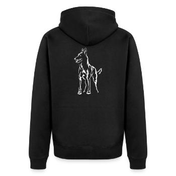 Malinois "Black Edition" - Unisex Premium Bio Zip Hoodie - Schwarz - Hinten - Nico (187cm)