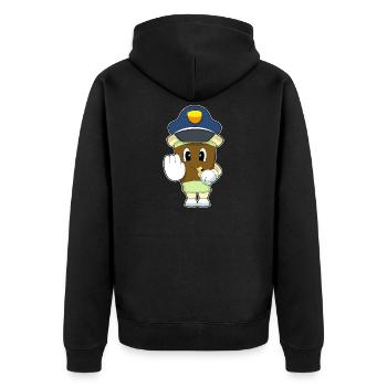 Kaffee Polizist Trillerpfeife Polizei - Unisex Premium Bio Zip Hoodie - Schwarz - Hinten - Nico (187cm)