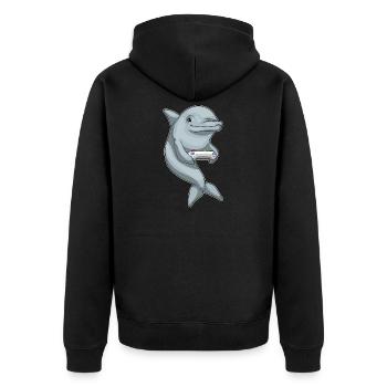 Dolphin Gamer Controller - Unisex Premium Organic Zip Hoodie - black - Back - Nico (187cm)
