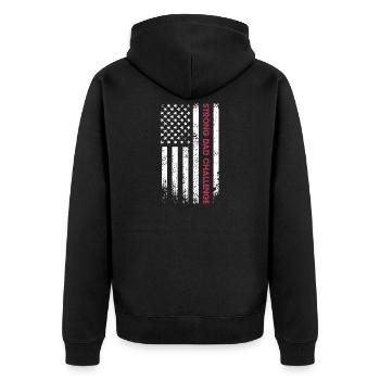 Strong Dad Challenge Flag - Unisex Premium Organic Zip Hoodie - black - Back - Nico (187cm)