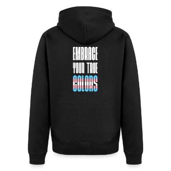 LGBT Pride Month - Umarme dein wahres Gesicht - Unisex Premium Bio Zip Hoodie - Schwarz - Hinten - Nico (187cm)